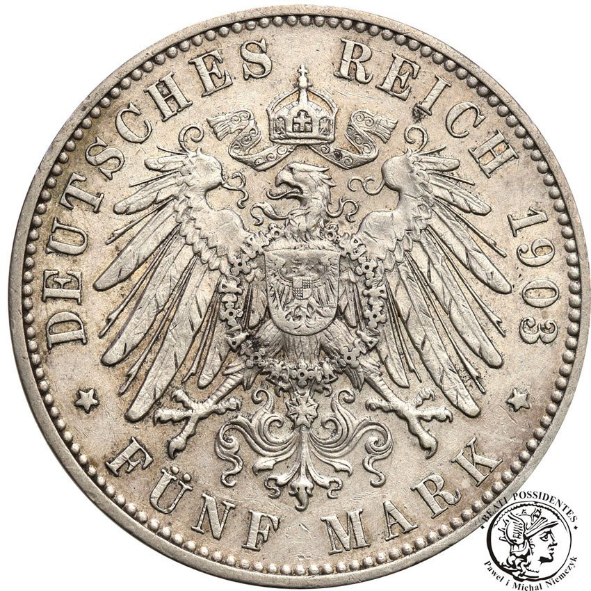 Niemcy, Saksonia. 5 marek 1903 E